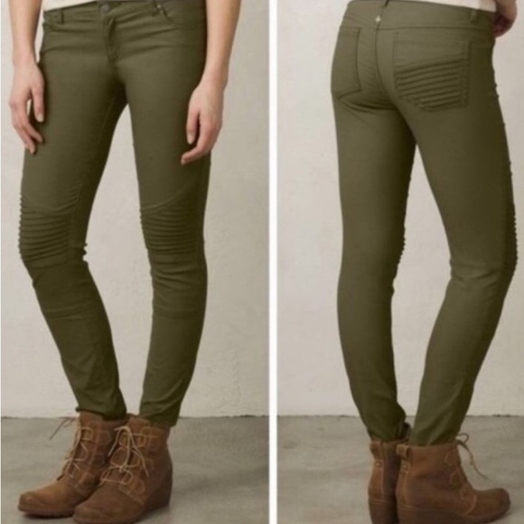 PrAna Hybrid Brenna Moto Style Pant Gravel Gray Olive Green Size 10 - Picture 2 of 12